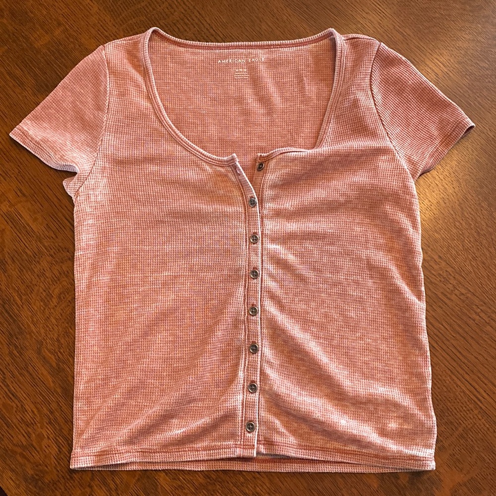 buttons up waffle tee